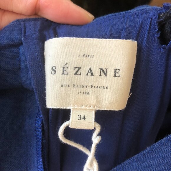 Sezane Isabella Linen Dress in Blue, Size 34 - Picture 4 of 4